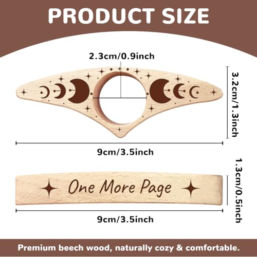 Book Page Holder, Handmade Beech Wooden Thumb Book Holder for Reading, Ideal Reader Gifts & Reading Accessories Gifts for Women Reading Lovers - color: Moon
