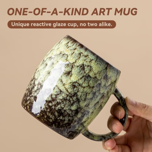 Golden Honey Ceramic Mug, 14oz Reactive Glaze Mug, Cheer Up Gift for Her - color: 14OZ - Golden Honey · WARMTH