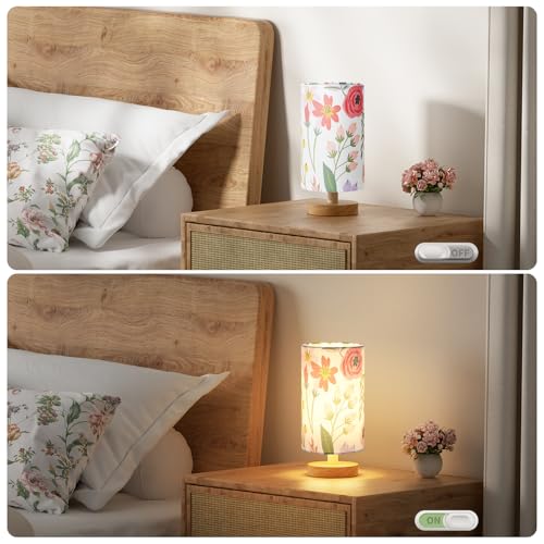 Fenmzee Small Table Lamps (Floral White Shade, 9" Inline Control) - color: Floral White Shade