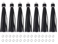 4.3'' Black Leather Tassels 12Pcs with Silver Caps - color: Black