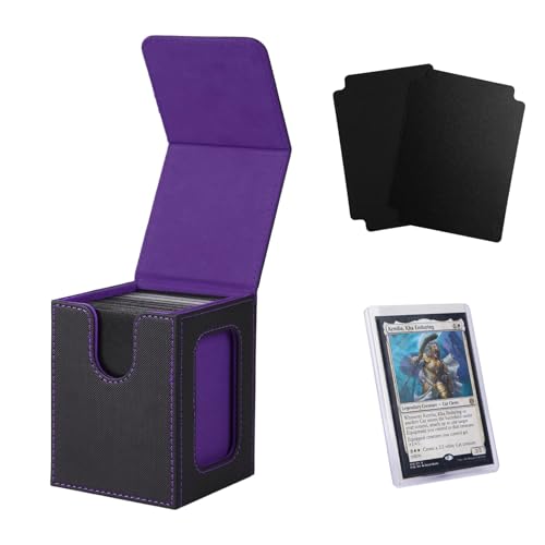 Venssu MTG Deck Box with Commander Display, Fits TCG Cards (Black＆Purple) - color: Black＆Purple