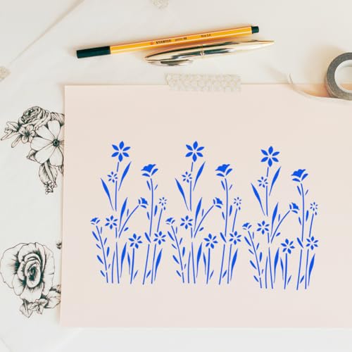 6Pcs Botanical Leaf Vine Boarder Wall Stencils for Painting 11.8 x 5.9 Inch Drawing DIY Crafts Reusable Plastic Stencil for Painting on Wood Wall Canvas Furniture - style: Vine C