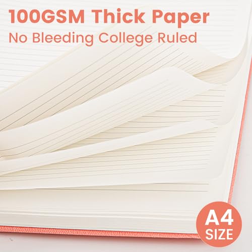 Spiral Notebook - 8.5 x 10.98 Inch Large Hard Cover Notebook with Elastic Band & Pocket, 252 Pages, Lay Flat Wirebound Journal for Work, School, Planning & Note Taking Pink - color: 003-Pink-1pack, size: A4-252 pages