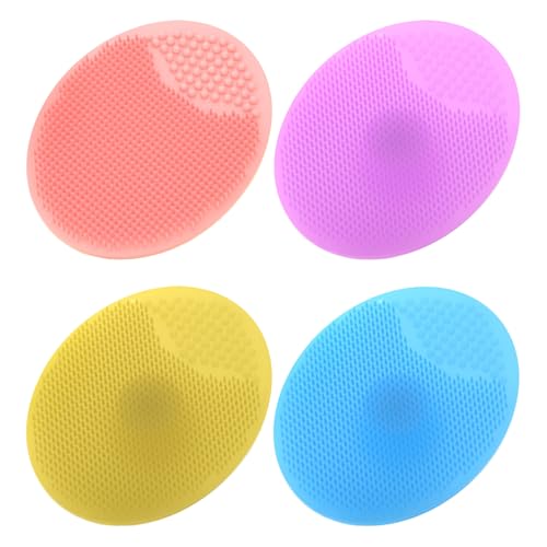 Silicone Face Scrubber-Soft Facial Cleansing Brush for Skincare Routine,Exfoliating Pad & Scalp Scrubber for Home Spa - color: [Mixed Items] 1, size: 4-pack
