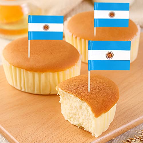 mflagperft Argentina Toothpick Flags 100 Pack, Mini Argentine Flag Picks - color: Argentina