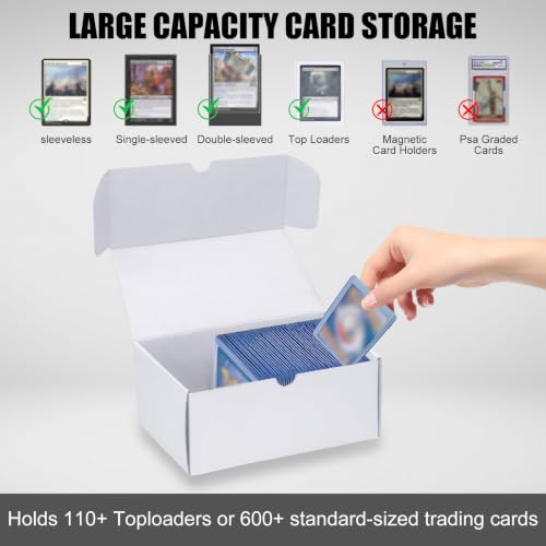 Trading Card Storage Box, 4-Pack 600 Count White Corrugated Cardboard Box - size: 4 Piece 7in for Standard