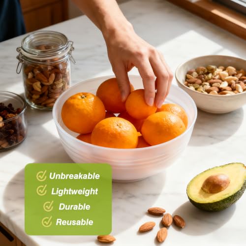 Greentainer Unbreakable Large Salad Bowls, 76 oz Reusable Plastic Clear Serving Bowl Set of 6, Lightweight Bowl for Soup, Cereal, Fruit, Popcorn, Dishwasher & Microwave Safe - color: Transparent