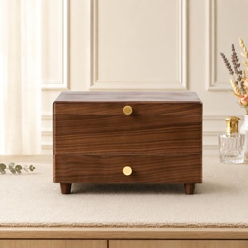 Black Walnut Wooden Jewelry Box with Feet, 3 Layer Organizer for Women - color: 3 Layer with Feet