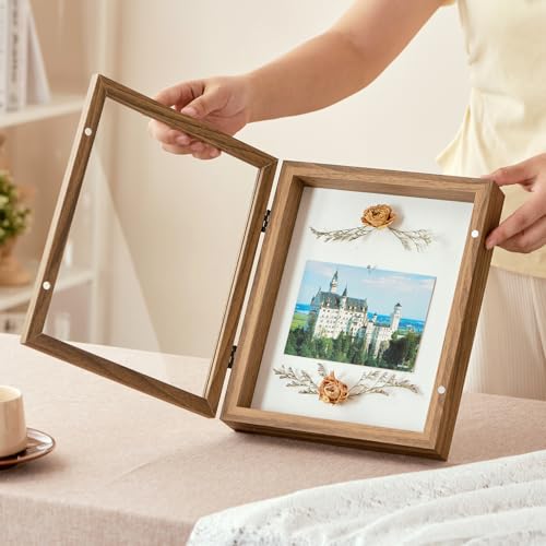 8x10 Brown Deep Shadow Box Picture Frame with HD Clear Glass - color: Brown, size: 8x10