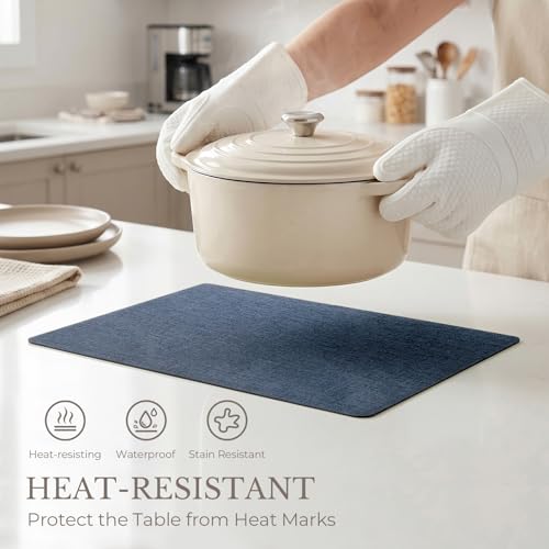 Romanstile Faux Leather Vinyl Placemats Set of 6, Navy Blue - color: Navy Blue