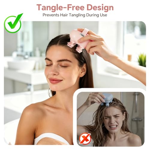 Electric Scalp Massager, Head Massager for Neck Body Stress Relax - color: Soft Pink