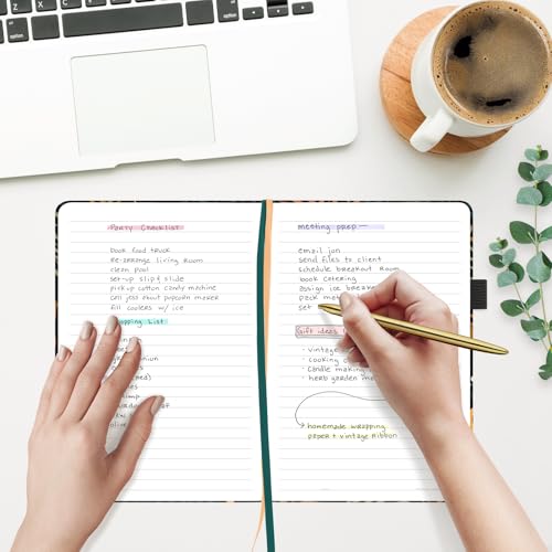 &And Per Se Lined Hardcover Notebook – A5 5.7"x8" College Ruled, 160 Pages, 100gsm Thick Paper – Aesthetic Journal for Women, Gift-Ready Planner, Everyday Writing Notebook (Lunar Leaf) - color: e.Lunar Leaf, style: Lined with Pattern