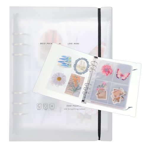 2 Pcs A5 Sticker Storage Album, Reusable Sticker Organizer Binder, A5 Photocard Holder Binder Book, Stickers Organization Collecting Book with 3 Different Sized Pockets