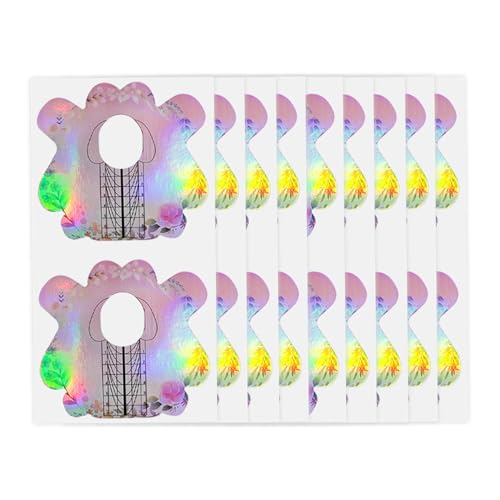100PCS Nail Form Laser Pink Acrylic Nail Extension Sticker, Poly Gel Sticker,Nail Extension Forms,Self-Adhesive Nail Tips Guide Stencil Manicure Tool - size: 100 Count (Pack of 1)