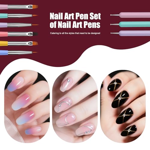 Artdone Nail Art Brushes 6PCS Double-ended Nail Art Brushes Kit Nail Art Gel Polish Liner Brushes Design Pen For Nail Drawing And Nail Paint Brushes Small Detail Brushes - color: 6 PCS