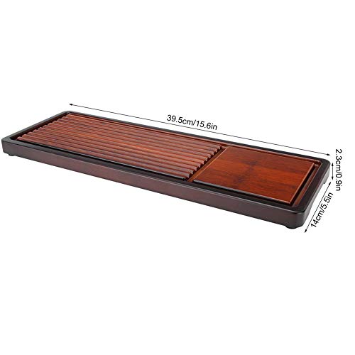 Fdit Tea Tray, Chinese Kung Fu Tea Serving Tray with Drainage Design 15.6 x 5.5 inch Tea Table Set for Home Office Kitchen
