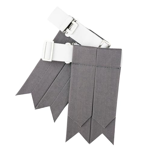 EZE Kilt Flashes for Men with Heavy Buckle Adjusters, Plain & Tartan Kilt Sock Flashes Acrylic Wool - color: Grey