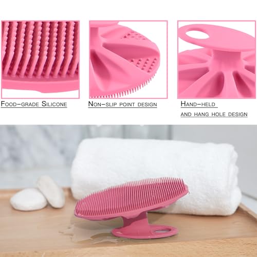 INNERNEED Silicone Body Cleansing Brush Exfoliating Scrubber, Pink - color: Pink