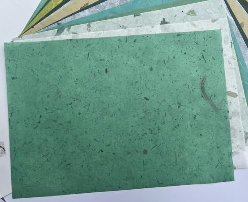 A4 Natural Banana bark, Leaves etc., Mulberry Paper Sheets Art Tissue Washi Paper Design Craft Art Origami Suppliers Card Making Writing Painting 50 Sheets (Green Leaves,Banana Bark, etc.,, A4) - color: Green Leaves,Banana Bark, etc.,, size: 8.3 X 11.7 In