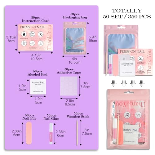 Disposable Nail Supplies Kits(350pcs50set-pink) - size: 350pcs50set-pink