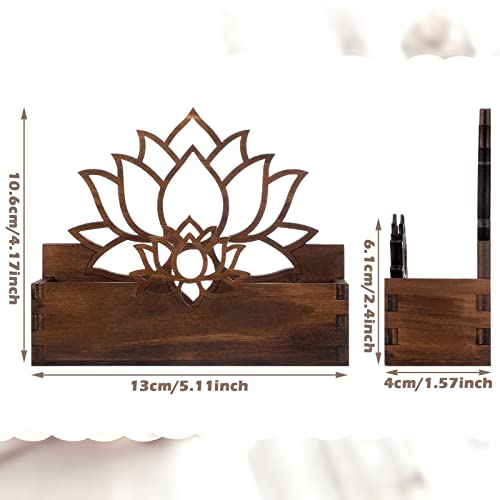 Qunclay 2 Pack Lotus Flower Business Card Holder, Wooden Decorative Business Card Holders for Desk Postcard Organizer Display Stand for Office Desktop(Dark Brown) - color: Dark Brown