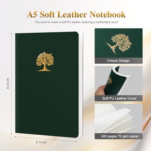 Comix 6 Pack A5 Notebooks, 5.6" x 7.9" Softcover Lined Journals for Men & Women,240 Pages Thick Paper College Ruled Notebooks for Work,School & Business Meetings - color: Dark Colored