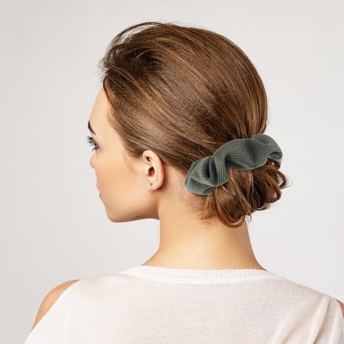 Scrunchies for Women Girls 6Pcs Green Satin Scrunchies for Long Thick Hair Ultra Textured Soft Cotton Scrunchy Hair Ties No Damage Neutral Scrunchie Cute Hair Bands Ponytail Holders Hair Accessories - color: C-Green 6PCS