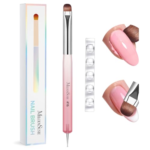 MelodySusie Dual-Ended French Nail Brush and Dotting Pen Set, Size #16 - color: A--Light Pink, size: #16