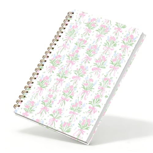Qykwz Coquette Pink Bow Flower Spiral Notebook 5.5x8.3 - color: Color_K