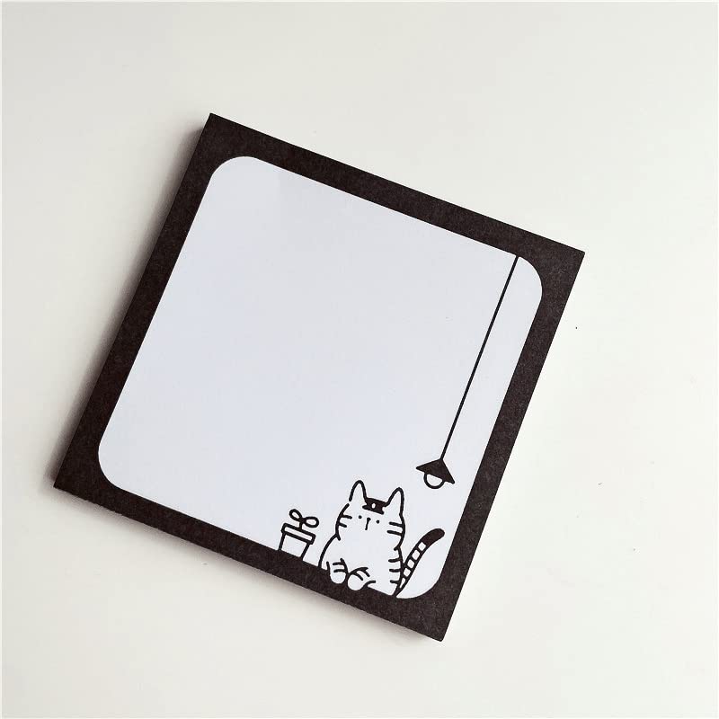 1/4 Pack 3 in. x 3 in. 50 Sheets Sticky Notes，Cartoon Cat Message Paper Memo Pads,Nom-Self-Stick Pads for Home Office (Grid)