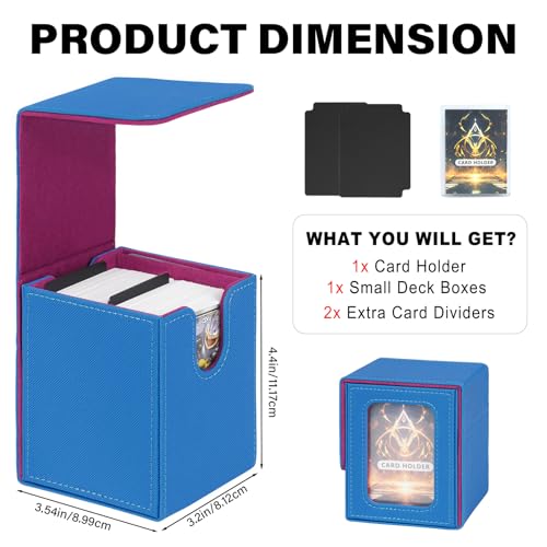 Card Deck Box for MTG Commander, Deck Case Holds 100 Double-Sleeved Cards - color: Blue & Red, size: 1 Box