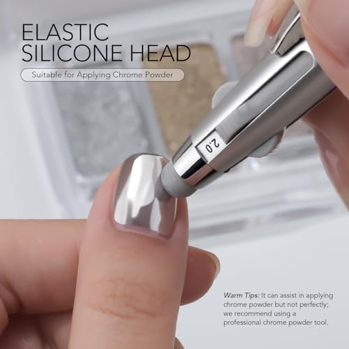GAOY 4-in-1 Nail Dotting Pen, Manicure Art Tools in Ballpoint Design with Size Marking and Pressing Head, Perfect for Painting, Sculpting, Rhinestones DIY and Salon, Silver