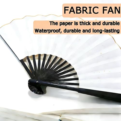 Traditional Chinese Calligraphy and Painting Fan - 10inch Folding Fan, Equipped with Gold-Dotted Xuan Paper, Suitable for Hand Painting, Decoration, and Collection，1Pcs