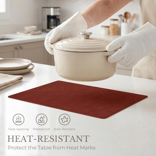 Romanstile Faux Leather Vinyl Placemats Set of 6, Red - color: Red