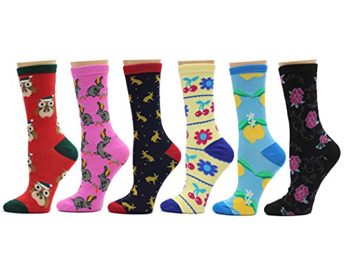 Frenchic 12/24/48 Pairs Pack Women's Colorful Patterned Cute Funny Casual Fashion Crew Socks - color: Multi #6