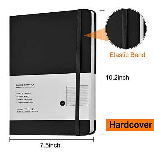 2 Pack B5 Journal Notebooks Classic College Ruled Notebooks Hardcover Lined Journals for Office Home School Business Writing Note Taking, 10.2 x 7.5 inch, 100GSM Thick Paper, 160 Pages (Black/Red) - color: Black/Red