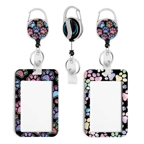 2 Pack Dog Paw ID Badge Holder with Clip Badge Reels - color: 2 Pack-dog Paw 2