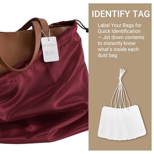 Q&J Fabric Co. 4 Pack Satin Dust Bag 15.7x19.7 inch + 19.7x23.6 inch Burgundy 100% Polyester Silk Bag Purse Dust Bag Shoe Bags for Closet Purse Protector Bag Dust Covers for Purses - color: Burgundy, size: 15.7"x19.7"+19.7"x23.6"