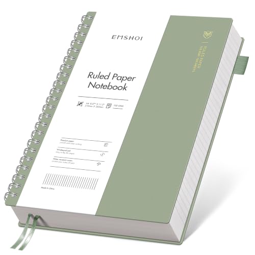 EMSHOI Lined Spiral Journal Notebook, 300 Pages, A4 Size (8.2'' x 11.2'') - color: Light Green, size: A4