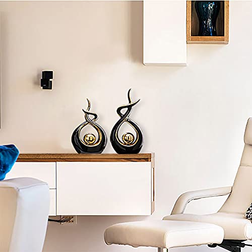 Norrclp Home Decor Modern Abstract Art Ceramic Statue Table Decorations - color: Black and Gold, size: Small