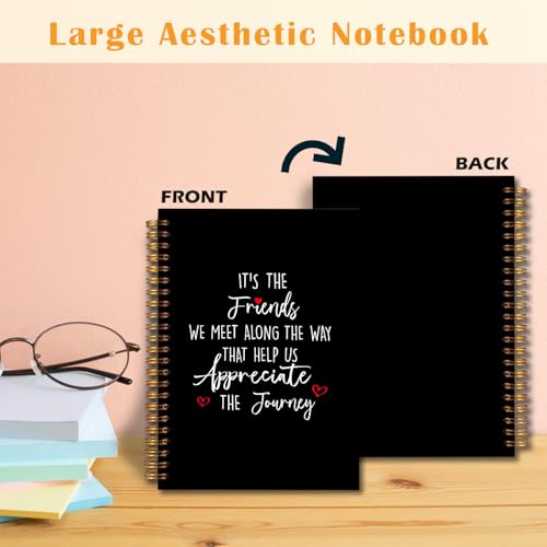 JINYO Friend Gifts Notebook, Gifts for Best Friend Journal, Friendship Gift Journal, It's the Friends We Meet Along the Way That Help Us Appreciate the Journey Spiral Notebooks 5.5x8.3 Inch(black) - color: white Friend Notebook（black）