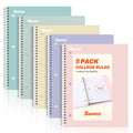 SUNEE Spiral Notebooks, 1-Subject, 5 Pack, College Ruled Paper, 8" x 10-1/2", 70 Sheets per Notebook,3-Hole Punched Paper, Pink,Purple, Blue, Green, Yellow Spiral Lined Notebooks for School,Work - style: Pastel | 5 Pack