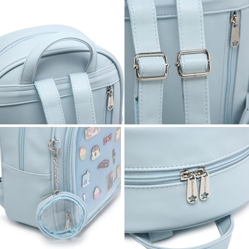 Aesthetic Kawaii Ita Backpack Pin Display Cute Purse For Anime Pins - color: Blue