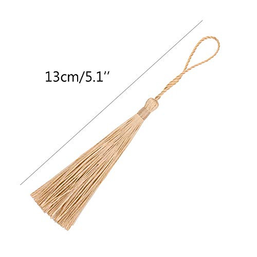 VAPKER 100 Pieces Wheat Color 13cm/5-Inch Silky Handmade Soft Tassels Floss Bookmark Tassels with 2-Inch Cord Loop for Jewelry Making, DIY Projects, Bookmarks - color: P:wheat