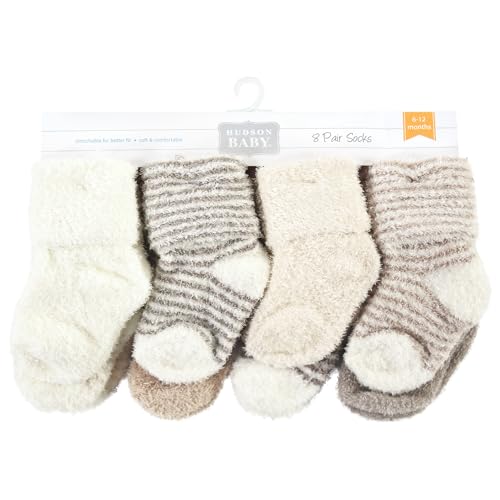 Hudson Baby Baby 8-pack Cotton Rich Newborn and Terry Socks - color: Beige Stripe 8 Pack, size: 0-6 Months