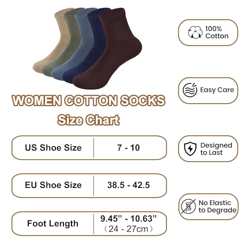 Women's Cotton Quarter Crew Socks - color: 23 Multicolor - 5 Pairs