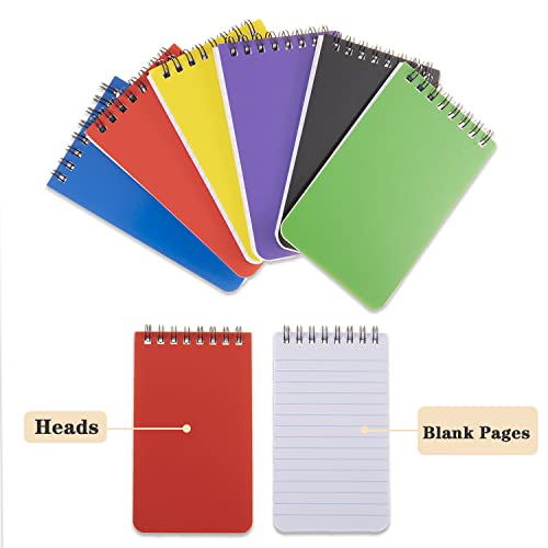 QiCheng 6pacs Pocket Notebook Mini Notepad Small Spiral Notebooks 3X5Inch - size: 6