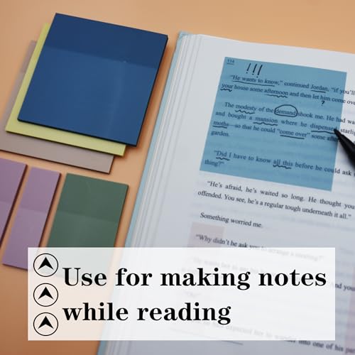 YOUDEFUL Translucent Sticky Note, Clear Sticky Note in 3 Sizes - size: Square Blue