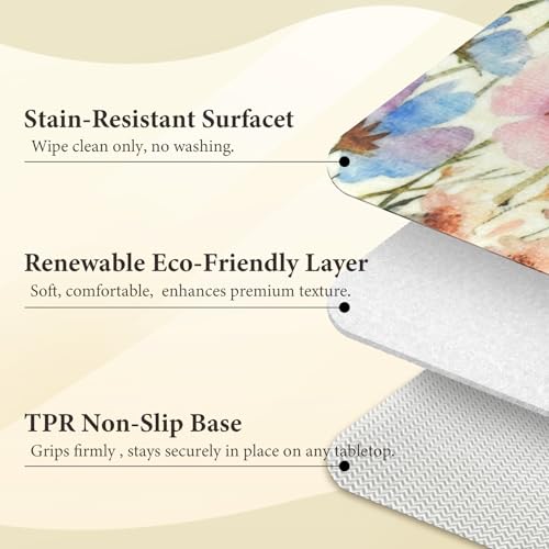 Vinyl Placemats Set of 4-12x17 Inch - Heat Resistant Washable Place Mats Waterproof Non-Slip Wipeable Table Mats for Dining Table Decor, Indoor/Outdoor Plastic Mat - color: Floral-4