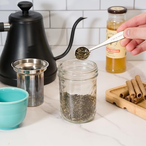 Loose Leaf Tea Spoon Measure | One Cup of Perfect Tea | Stainless Steel Scoop | Premium High Polish Finish